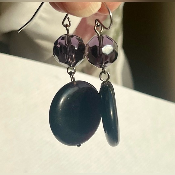 Earrings, (GUC) pierced purple glass jewelry - Picture 9 of 16